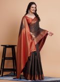 Adorable Black Banarasi Woven Classic Designer Saree - 3