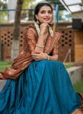Adorable Blue Cotton  Woven Designer Lehenga Choli for Mehndi - 1