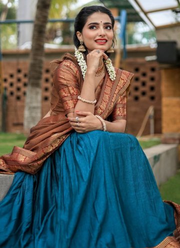 Adorable Blue Cotton  Woven Designer Lehenga Choli for Mehndi