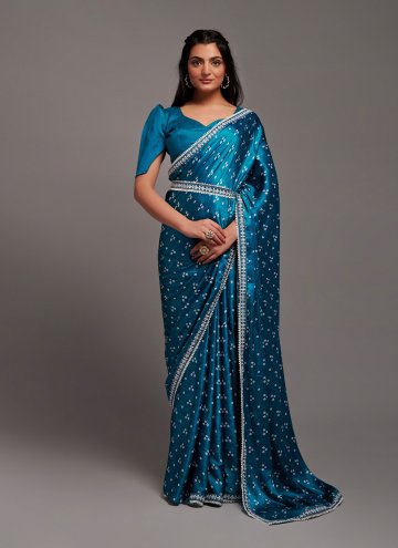 Adorable Blue Satin Designer Classic Designer Saree