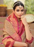 Adorable Brown Silk Woven Designer Saree for Ceremonial - 1