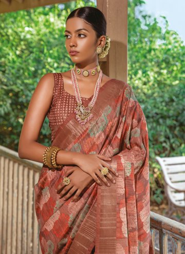 Adorable Brown Silk Woven Trendy Saree for Ceremonial