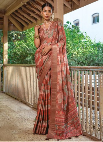 Adorable Brown Silk Woven Trendy Saree for Ceremon