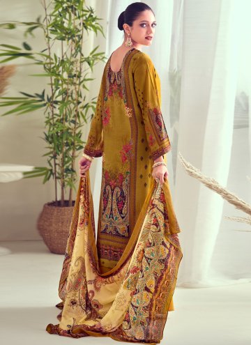 Adorable Digital Print Muslin Mustard Pakistani Suit
