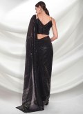 Adorable Embroidered Georgette Black Trendy Saree - 3