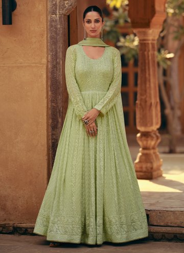 Adorable Embroidered Georgette Green Gown