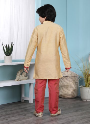 Adorable Gold Cotton Silk Patchwork Kurta Pyjama