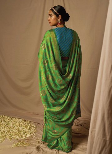 Adorable Green Brasso Woven Classic Designer Saree