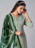 Adorable Green Cotton  Jacquard Work Designer Salwar Kameez - 1