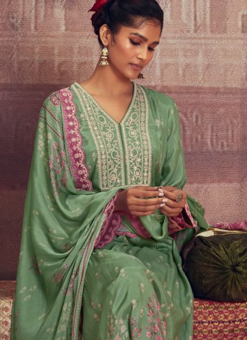 Adorable Green Muslin Digital Print Salwar Suit