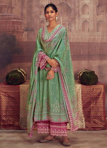 Adorable Green Muslin Digital Print Salwar Suit