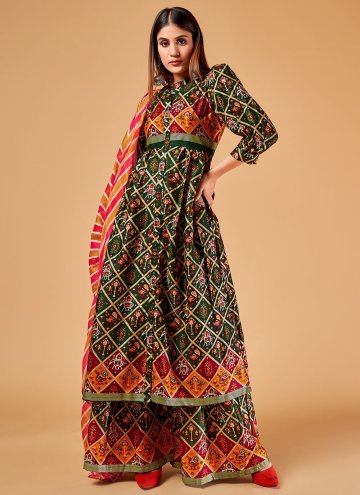 Adorable Green Rayon Printed Salwar Suit for Ceremonial