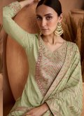 Adorable Green Silk Embroidered Trendy Salwar Kameez - 1