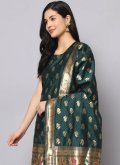 Adorable Green Silk Jacquard Work Salwar Suit for Ceremonial - 1