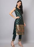 Adorable Green Silk Jacquard Work Salwar Suit for Ceremonial - 3