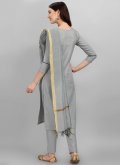 Adorable Grey Cotton Silk Embroidered Salwar Suit - 1