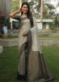 Adorable Grey Kanjivaram Silk Woven Classic Designer Saree - 2