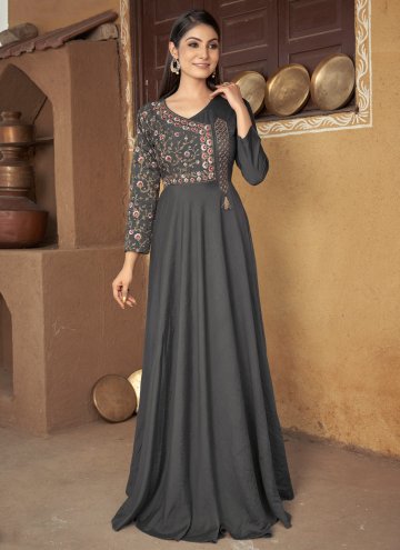 Adorable Grey Muslin Embroidered Gown