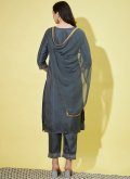 Adorable Grey Silk Blend Embroidered Salwar Suit - 1