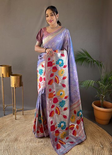 Adorable Lavender Silk Woven Contemporary Saree