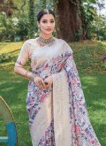 Adorable Multi Colour Cotton  Printed Contemporary Saree for Engagement - 1