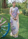 Adorable Multi Colour Cotton  Printed Contemporary Saree for Engagement - 2