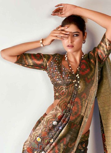 Adorable Multi Colour Tussar Silk Printed Casual Saree for Festival