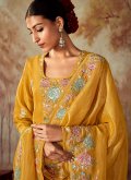 Adorable Mustard Silk Embroidered Salwar Suit - 1