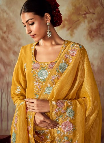 Adorable Mustard Silk Embroidered Salwar Suit