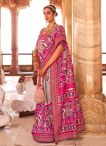 Adorable Off White Patola Silk Woven Traditional Saree
