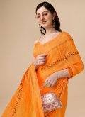 Adorable Orange Chiffon Embroidered Classic Designer Saree - 2
