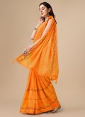 Adorable Orange Chiffon Embroidered Classic Designer Saree - 6