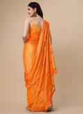 Adorable Orange Chiffon Embroidered Classic Designer Saree - 7