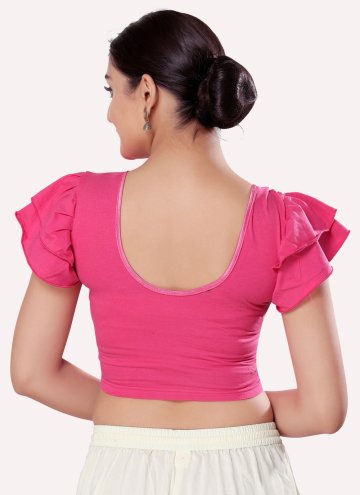Adorable Pink Cotton Lycra Plain Work Designer Blouse for Casual