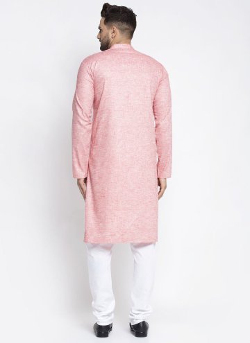 Adorable Pink Cotton  Plain Work Kurta Pyjama