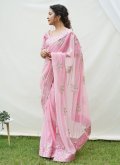 Adorable Pink Georgette Border Classic Designer Saree for Ceremonial - 2