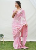 Adorable Pink Georgette Border Classic Designer Saree for Ceremonial - 3