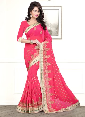 Adorable Pink Georgette Embroidered Contemporary S