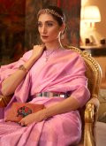Adorable Pink Handloom Silk Woven Designer Traditional Saree - 1