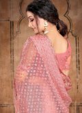 Adorable Pink Net Diamond Work Classic Designer Saree - 1