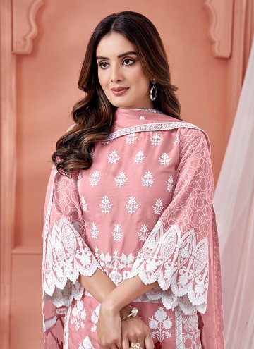 Adorable Pink Organza Embroidered Designer Salwar Kameez