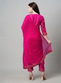 Adorable Pink Rayon Printed Designer Floor Length Salwar Suit for Ceremonial - 2