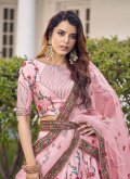 Adorable Pink Silk Sequins Work Lehenga Choli for Engagement - 1