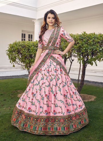 Adorable Pink Silk Sequins Work Lehenga Choli for Engagement