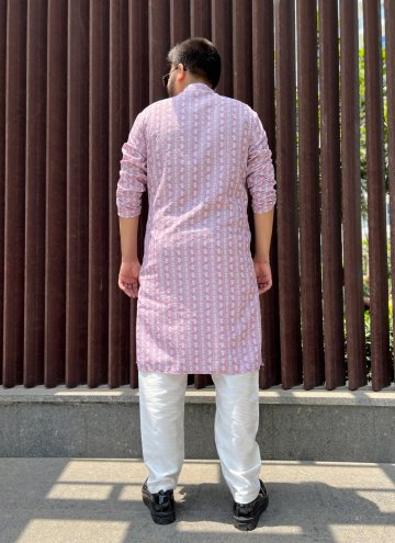 Adorable Pink Soft Cotton Embroidered Kurta Pyjama