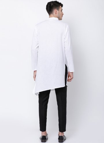 Adorable Plain Work Cotton  White Kurta Pyjama