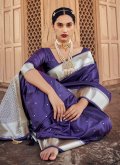 Adorable Purple Banarasi Woven Contemporary Saree - 1