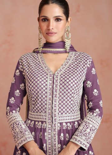 Adorable Purple Georgette Embroidered Designer Lehenga Choli for Engagement