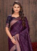 Adorable Purple Satin Silk Woven Classic Designer Saree - 3