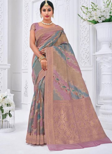 Adorable Purple Silk Woven Trendy Saree for Ceremo